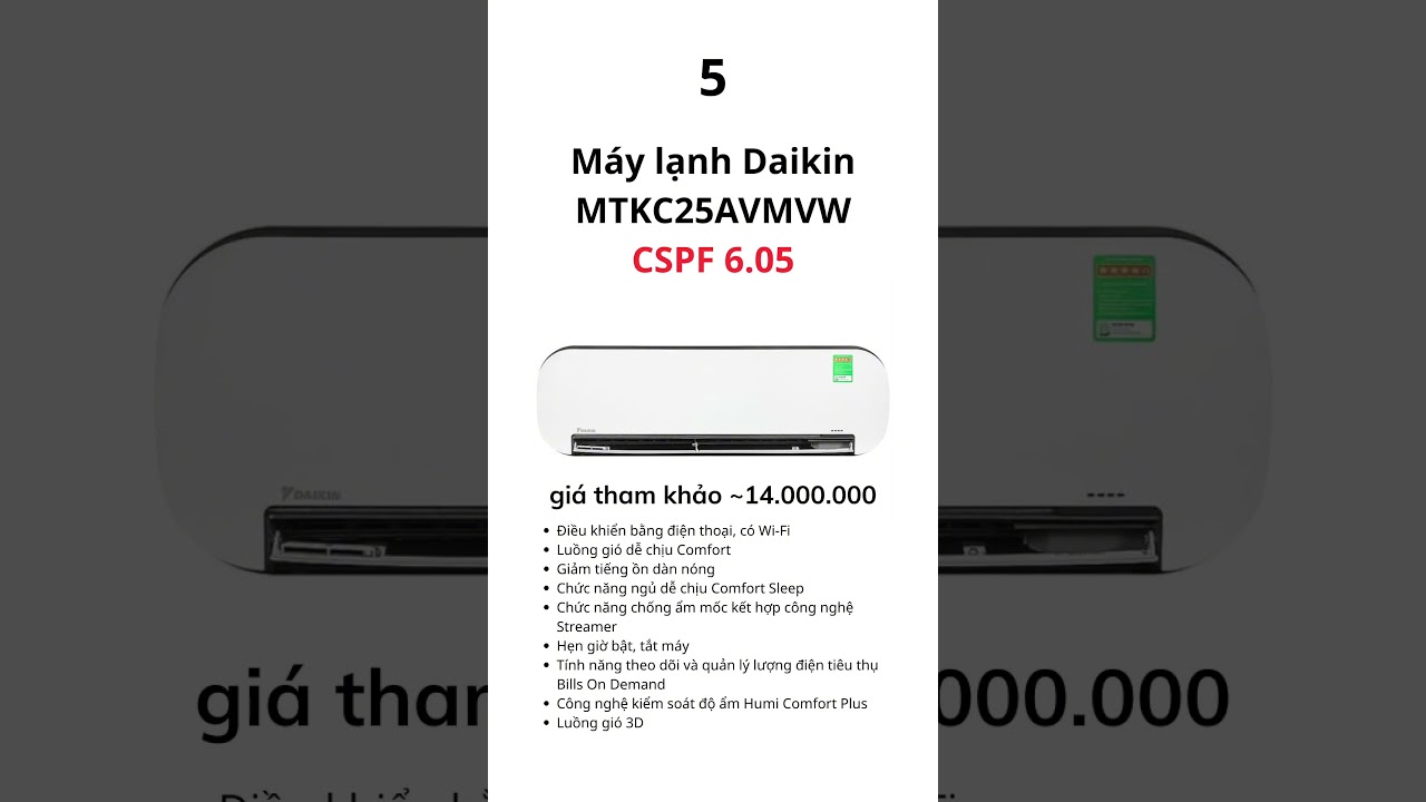 Top 10 máy lạnh 1 HP cao cấp đáng mua năm 2026