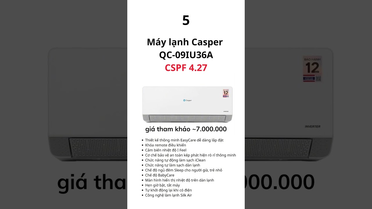 Top 10 máy lạnh 1 HP dưới 7 triệu năm 2026