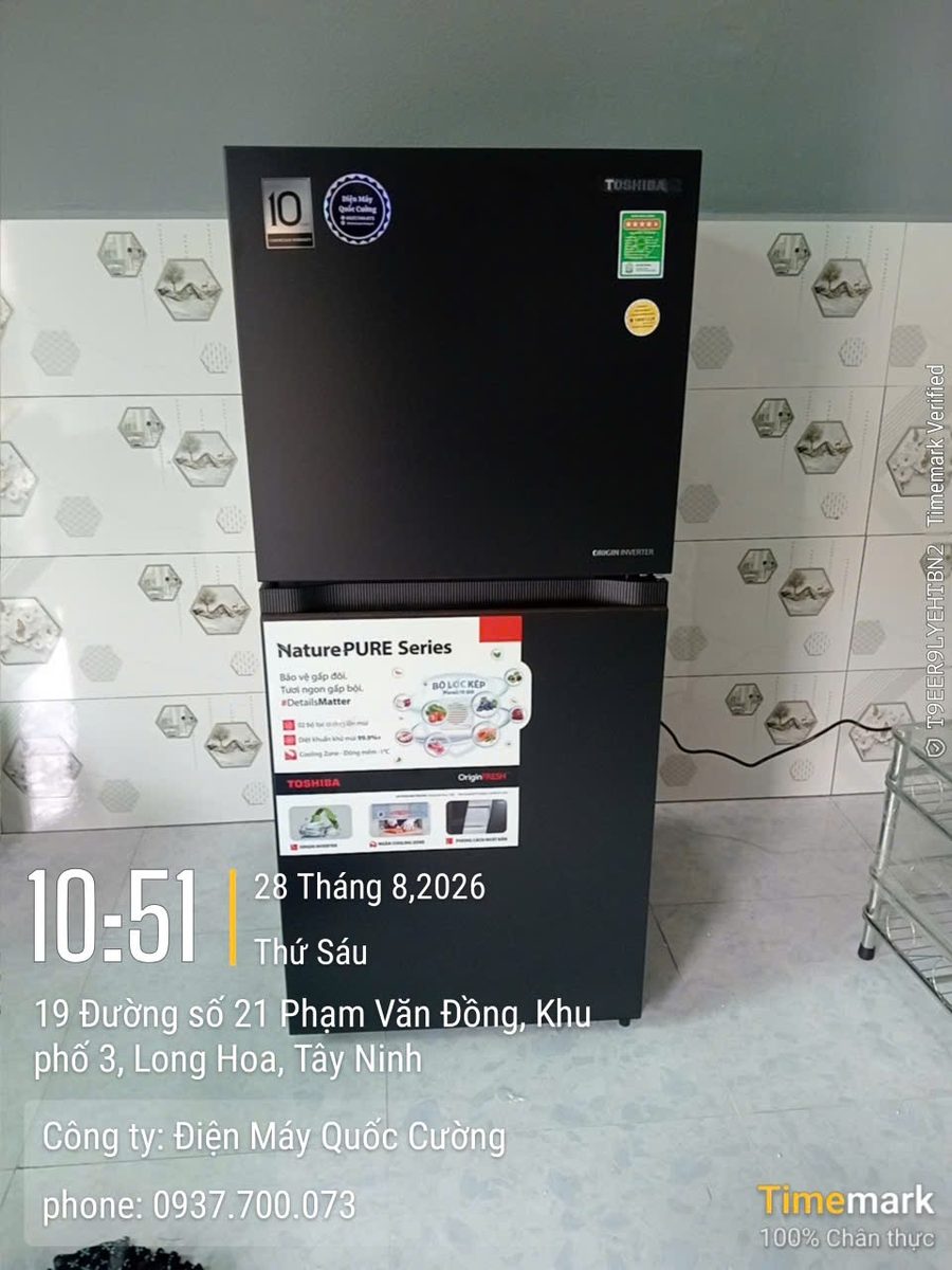 Giao tủ lạnh Toshiba NaturePURE Series tại Long Hoa, Tây Ninh