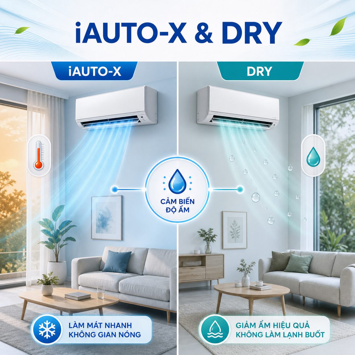 iAUTO-X và chế độ Dry có cảm biến độ ẩm