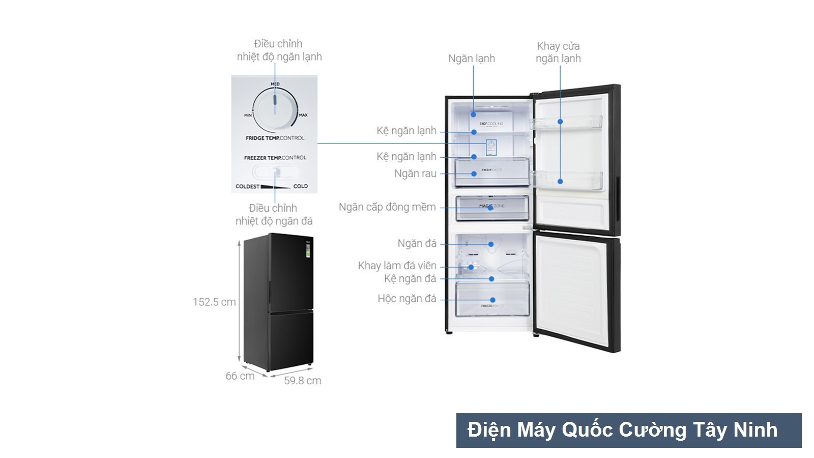 Tủ lạnh Aqua Inverter 260 lít AQR-B310MA(FB)
