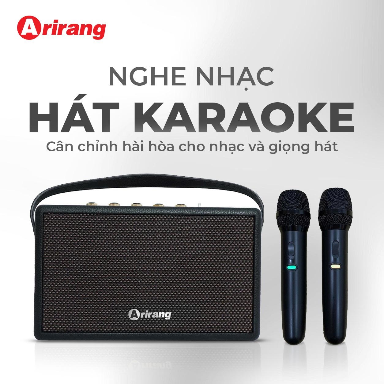 Bộ loa Arirang A80 kèm 2 micro không dây phục vụ nghe nhạc và karaoke