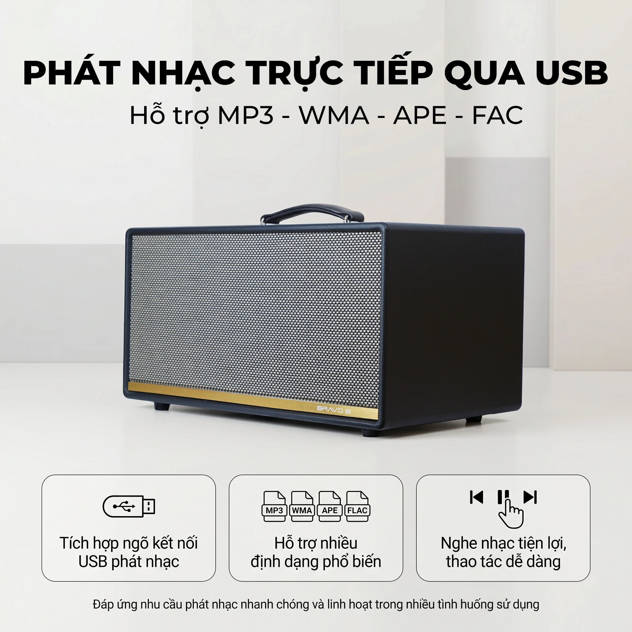 Arirang BRAVO 8 minh họa phát nhạc qua USB