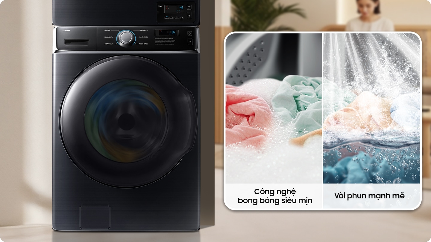 Công nghệ Bubble và vòi phun nước trên Samsung WF18