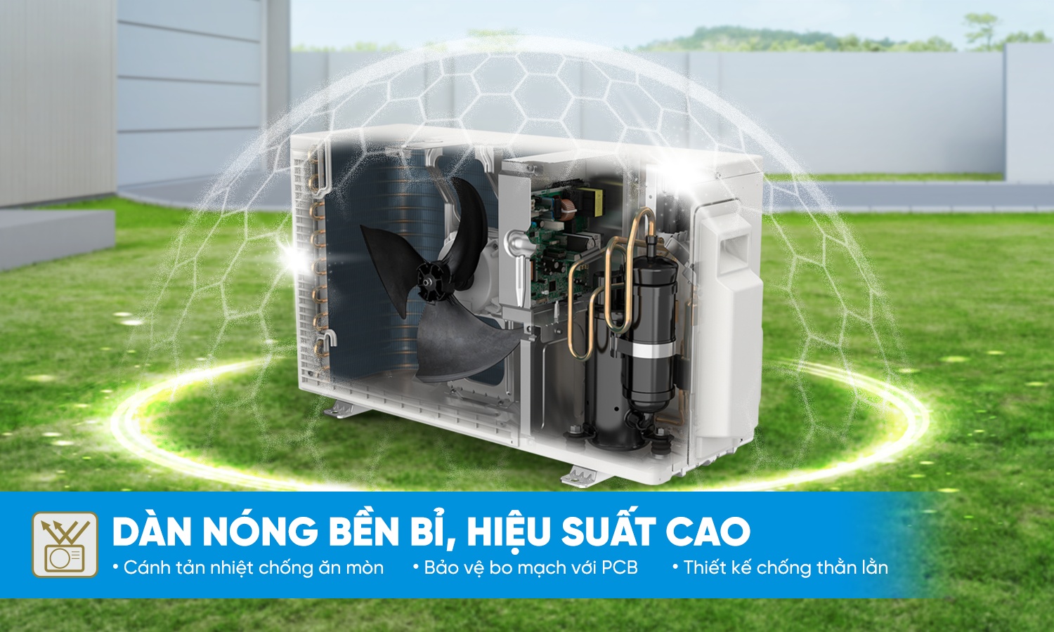 Thiết kế dàn nóng hạn chế khe hở trên máy lạnh Daikin FTKY60ZVMV