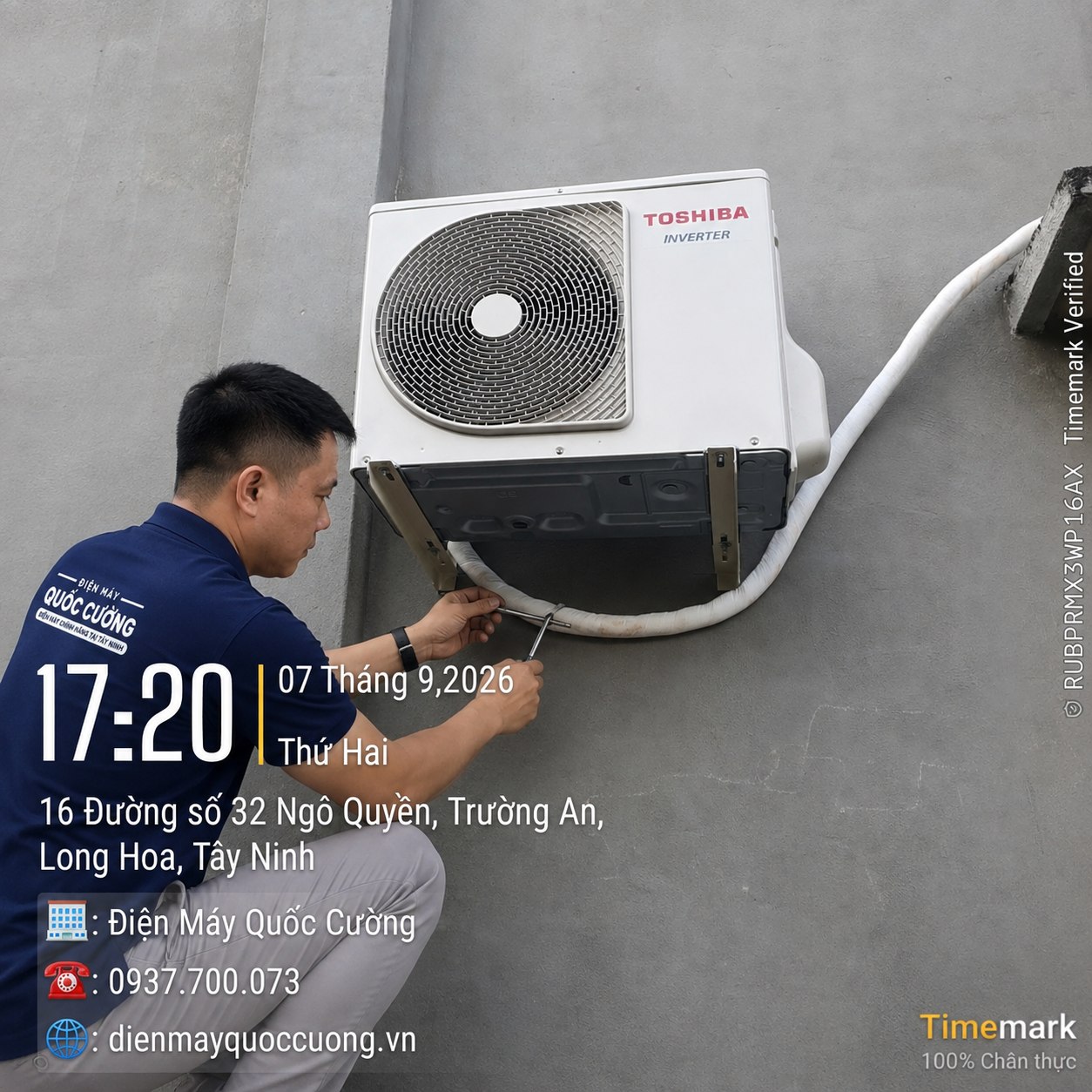 Lắp đặt dàn nóng Toshiba Inverter RAS-H13S5KCV2G-V tại Long Hòa Tây Ninh