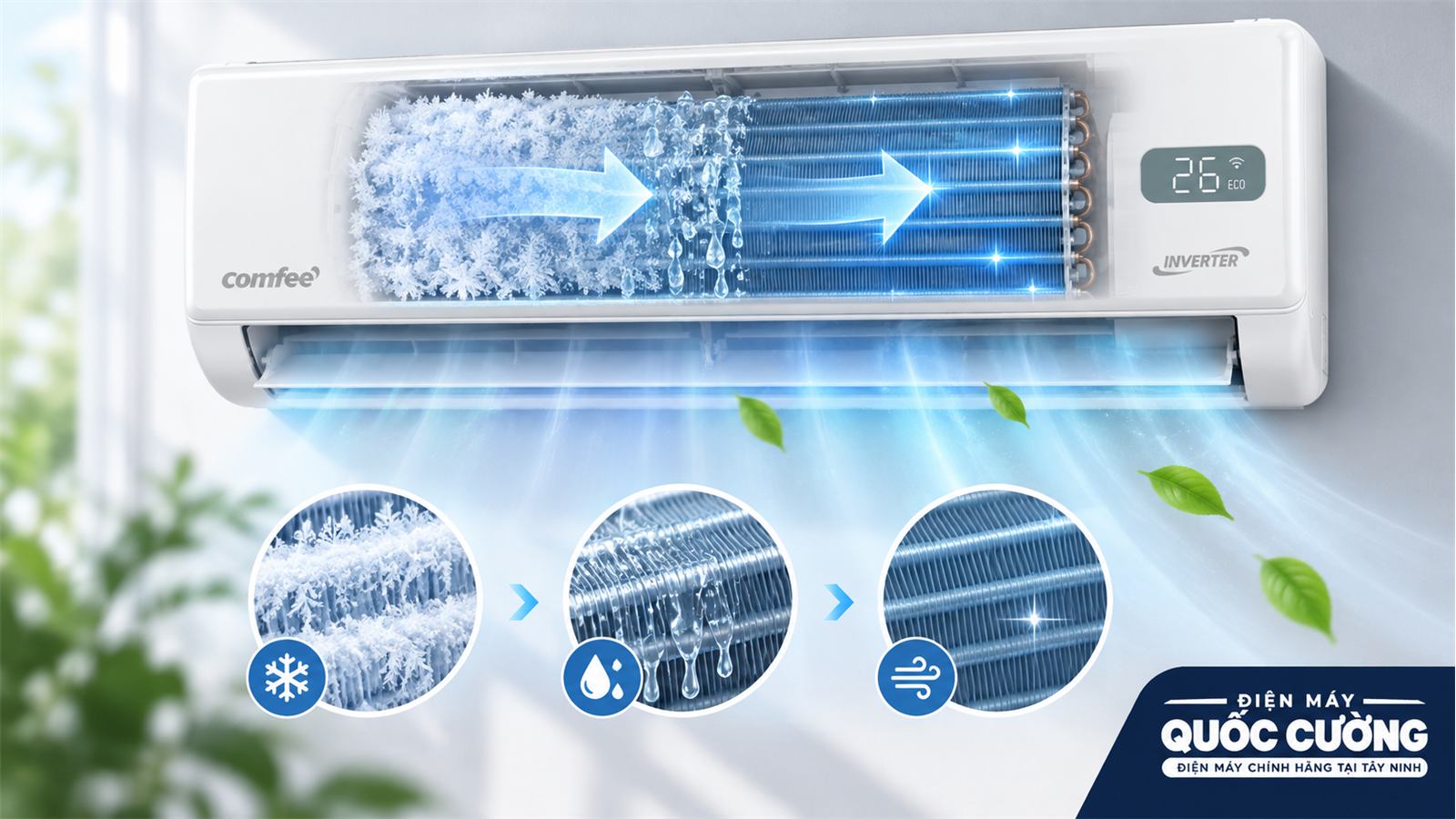 AI Frost Clean của điều hòa Comfee CFS-13VGXF