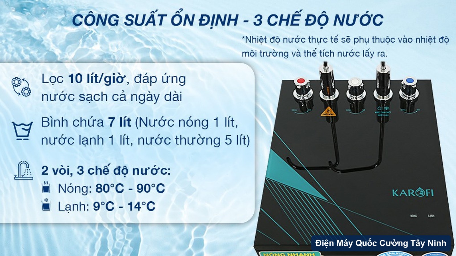 Ba chế độ nước của máy lọc nước Karofi KAD-X58