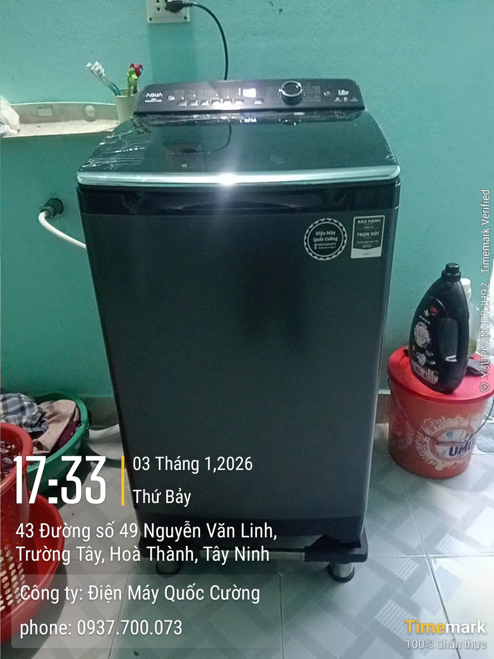 Máy giặt Aqua Inverter 12 kg AQW-DR120HT BK
