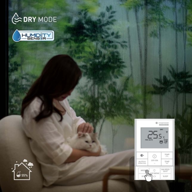 Loại bỏ độ ẩm dư thừa với Chế độ Dry tích hợp cảm biến độ ẩm – Panasonic XU18BKH-8
