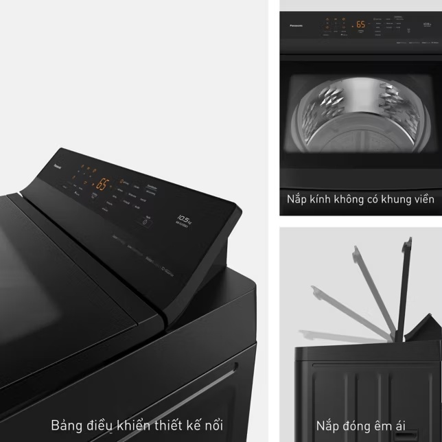 Thiết kế màu đen Panasonic NA-FJ105X1BV trong không gian giặt