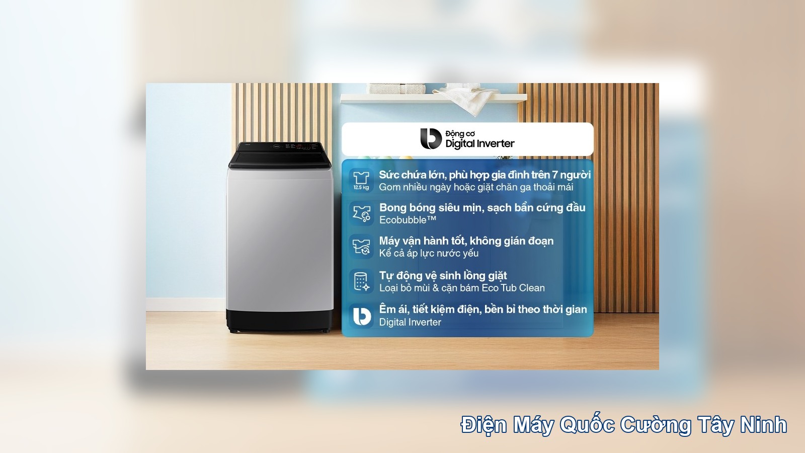 Tổng quan máy giặt Samsung WA40F12E4LSV 12.5 kg