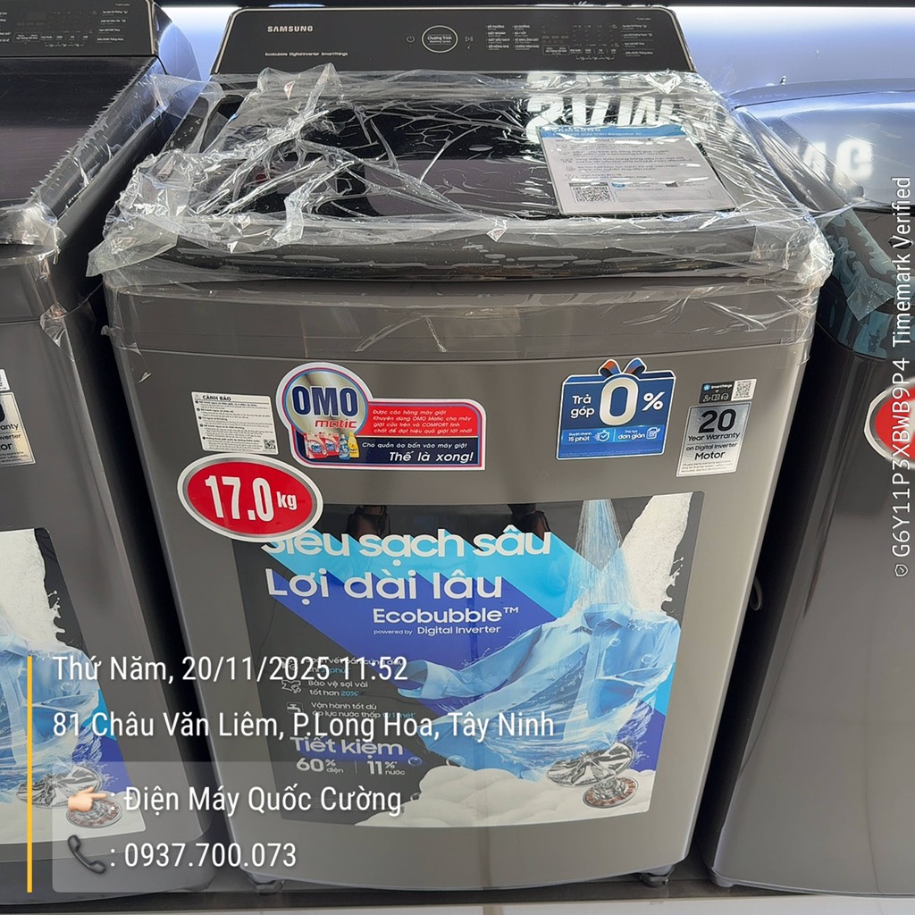 Máy giặt Samsung Inverter 17 kg WA17CG6442BDSV