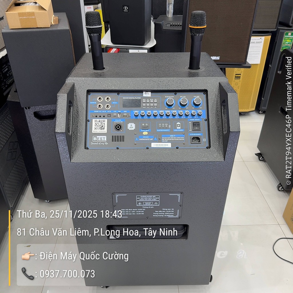 Loa karaoke kéo BEST SUPER V2 Bass 50cm 2000wat