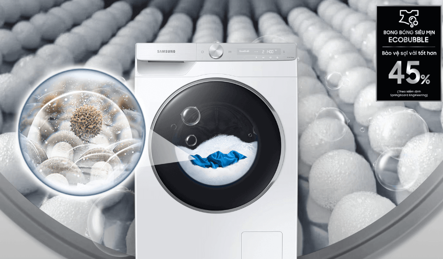 Công nghệ bong bóng siêu mịn AI EcoBubble+ trên Samsung WW11CGP44DSHSV