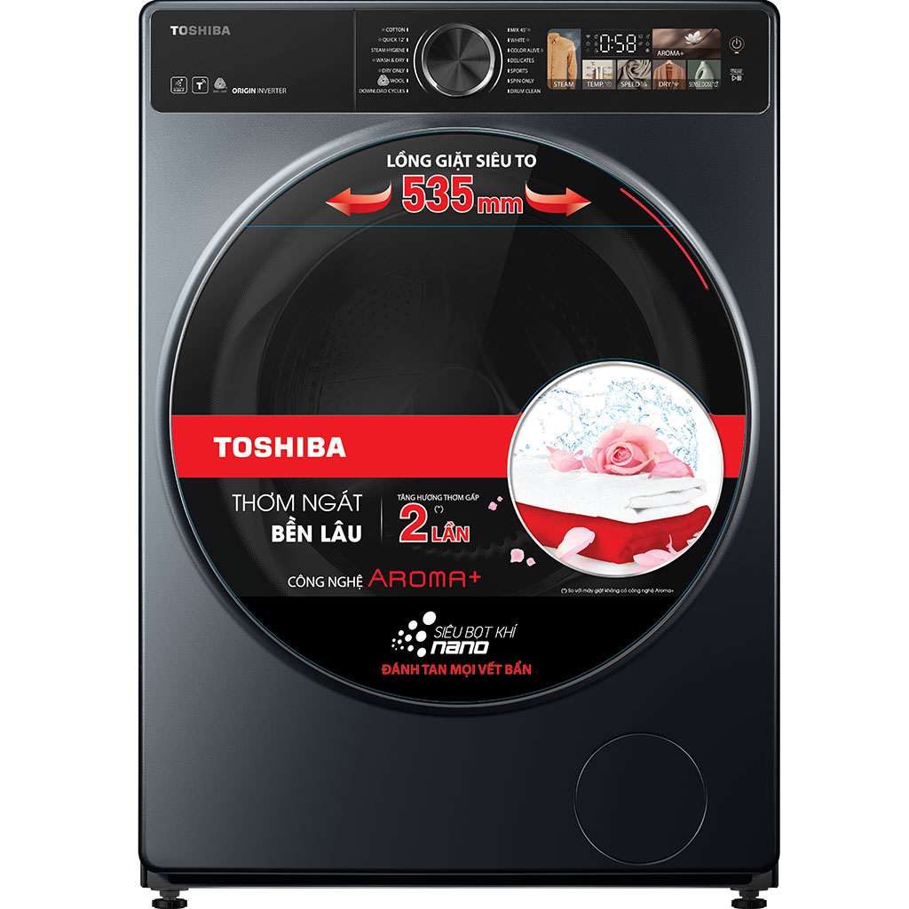 Máy giặt sấy Toshiba Inverter giặt 10.5 kg - sấy 7 kg TWD-T25BZU115MWV(MG)