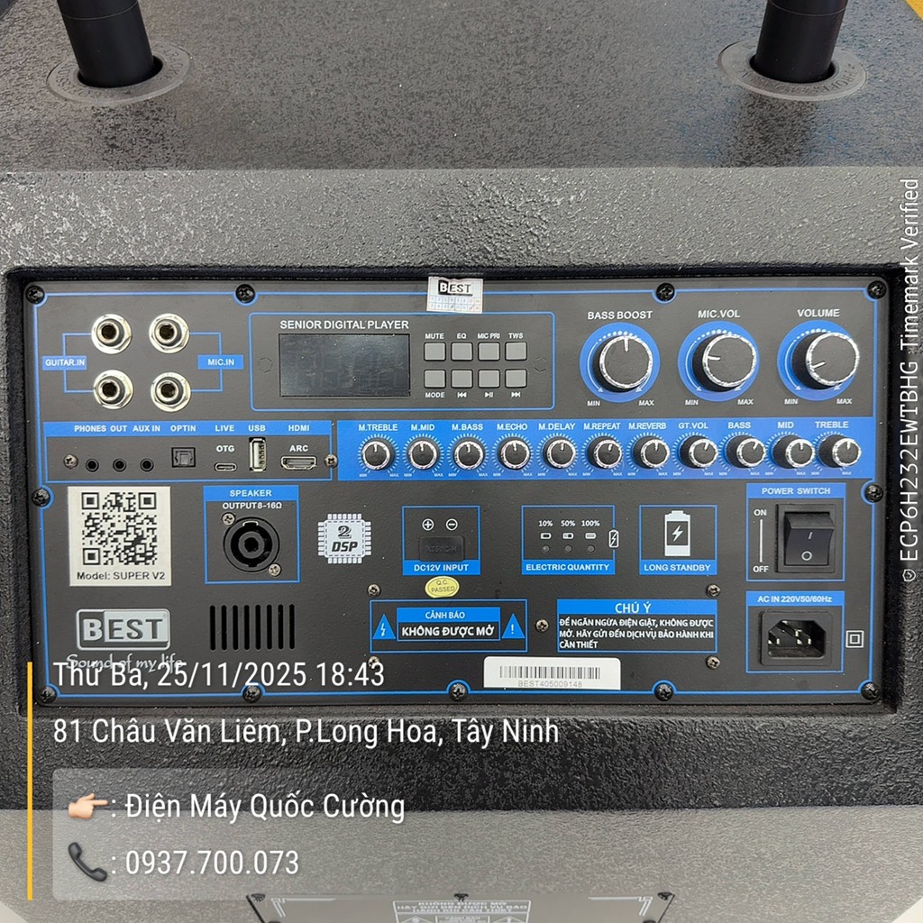 Loa karaoke kéo BEST SUPER V2 Bass 50cm 2000wat