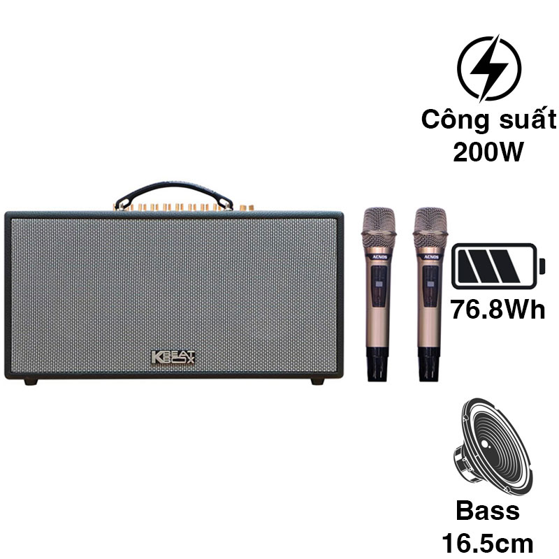 Loa xách tay Acnos CS450neo (Bass 16.5cm, 200W, Kèm 2 micro)