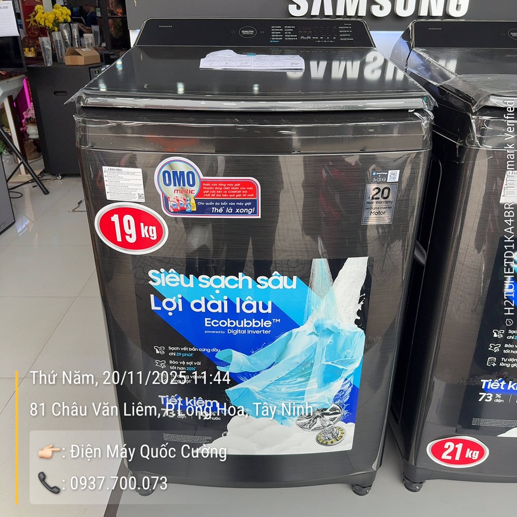 Máy Giặt Samsung Inverter 19 kg WA80F19B9BSV