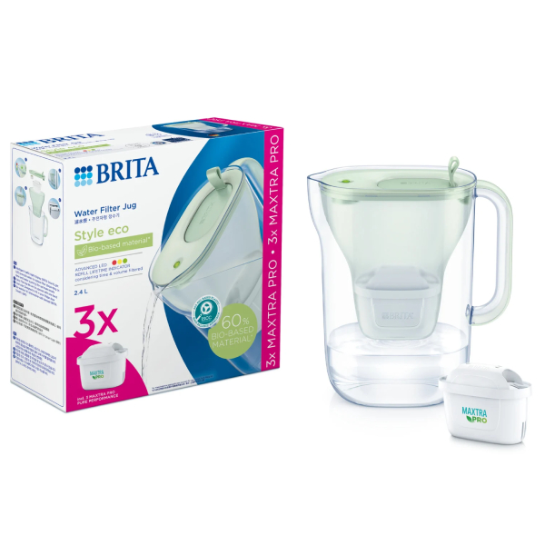 Bình lọc nước Brita Style Eco Sea Green 2.4L (có sẵn 3 lõi Maxtra Pro 150L) - ảnh chi tiết