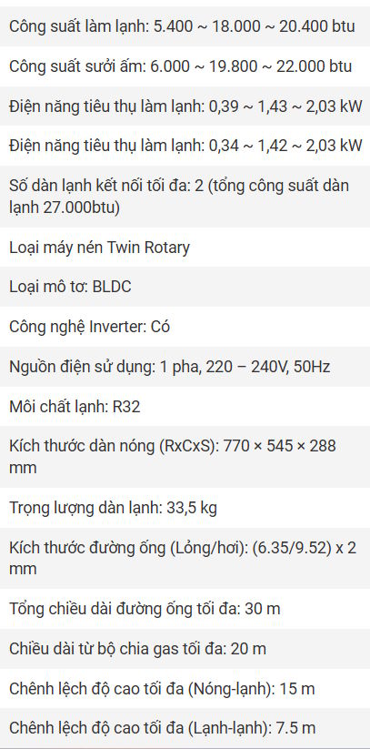 Dàn nóng điều hòa LG Multi 2 chiều 18.000 BTU Z2UW18GFA0 - ảnh sản phẩm