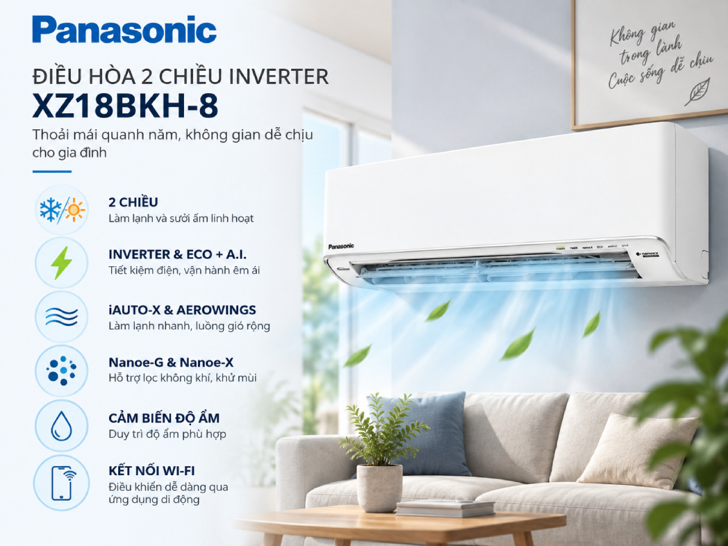 Điều hòa Panasonic 18.000 BTU 2 chiều inverter XZ18BKH-8 - ảnh sản phẩm