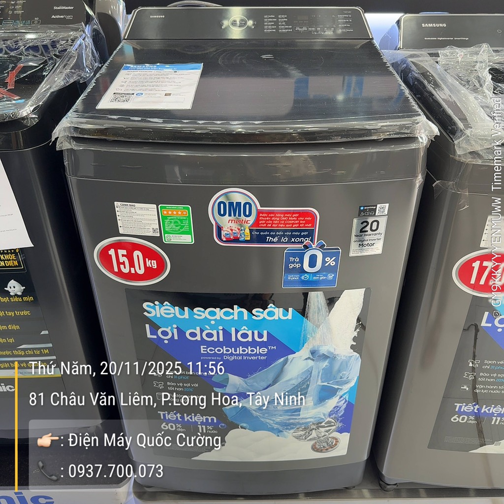 Máy Giặt Samsung Inverter 15 kg WA80F15S5CSV