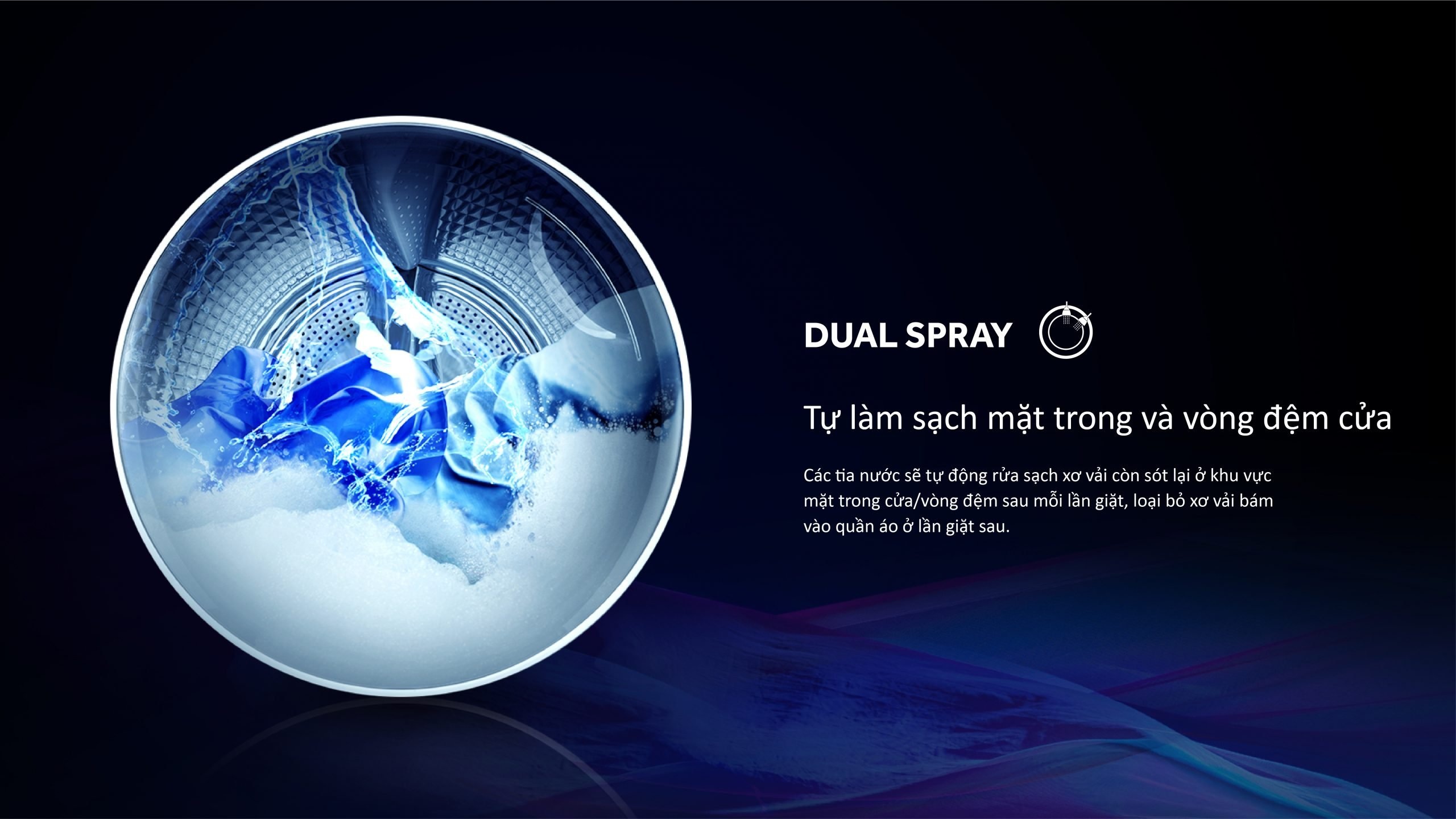 Smart Dual Spray trên máy giặt sấy AQUA AQD-DH1300H.PS