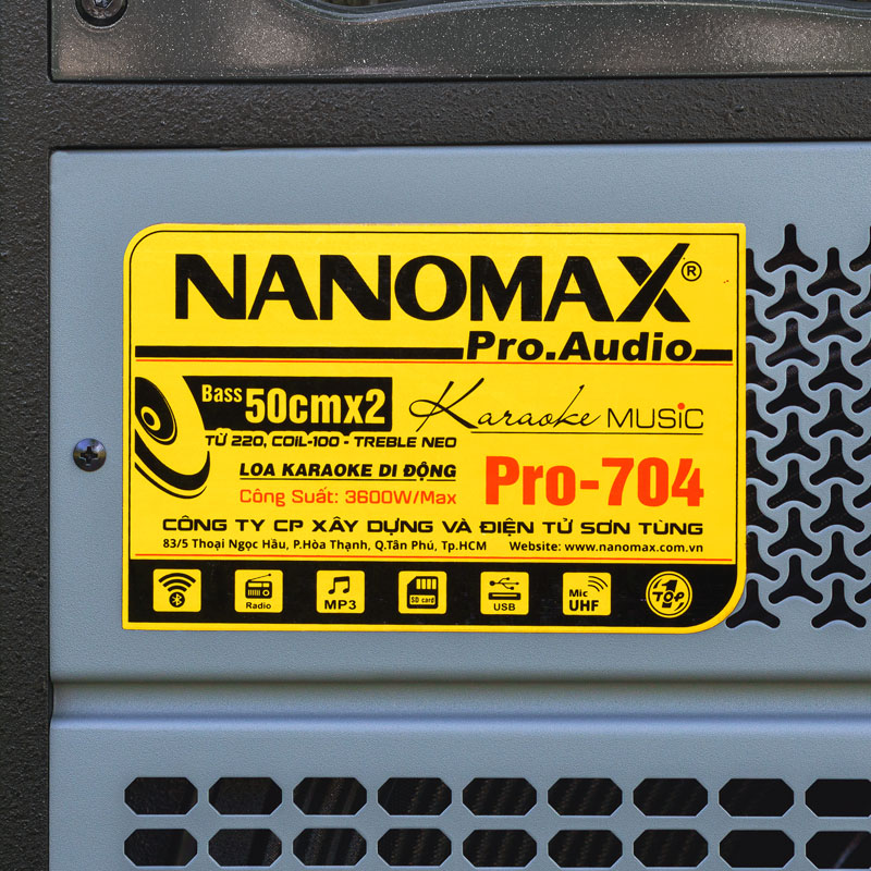 Loa Kéo Điện Nanomax Pro-704 Bass Đôi 50cm 3600w