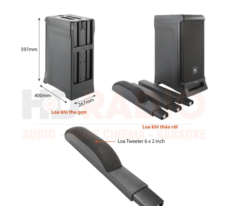 Loa JBL IRX ONE công suất 1300W Mixer 3 kênh - thiết kế