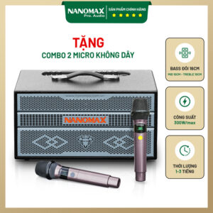 Loa Karaoke Xách Tay Nanomax K-03 Bass Đôi 16cm 300w