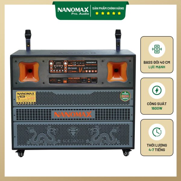 Loa Kéo Bình & Điện Nanomax Pro-805R Bass Đôi 40cm 1600w