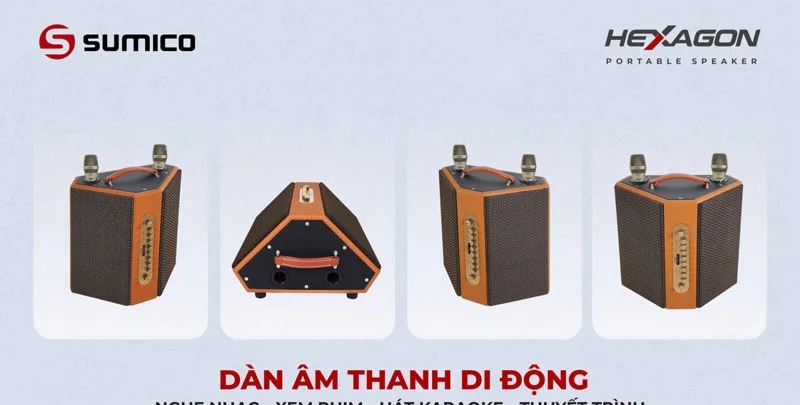 Loa karaoke Sumico Hexagon bass 16.5cm 150W - tổng quan