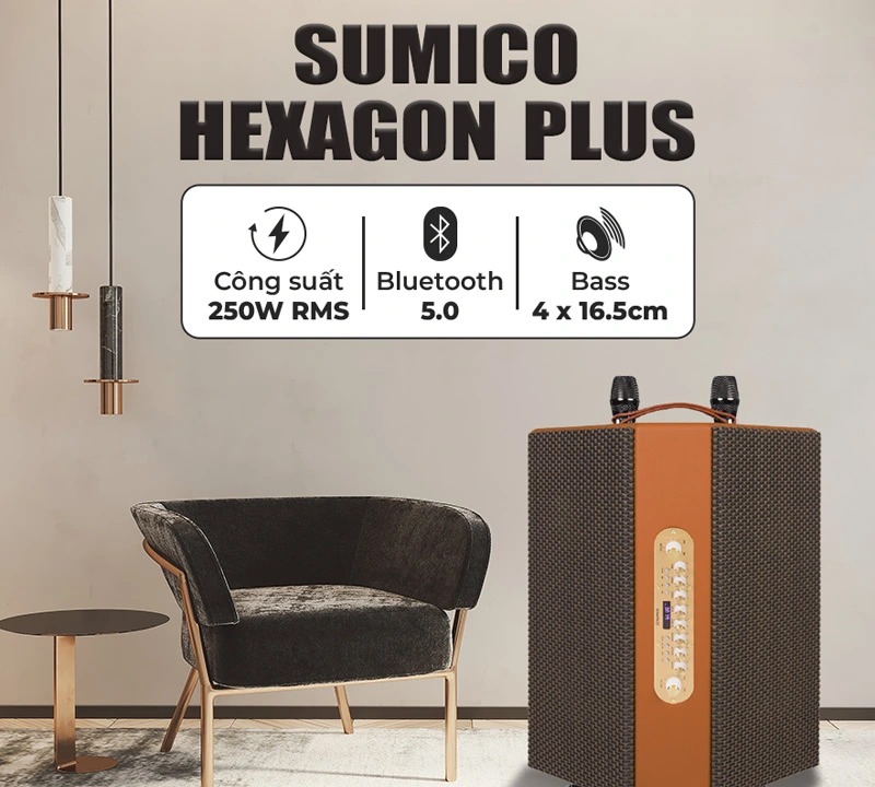Loa karaoke Sumico Hexagon Plus bass 16.5cm công suất 250W - tổng quan