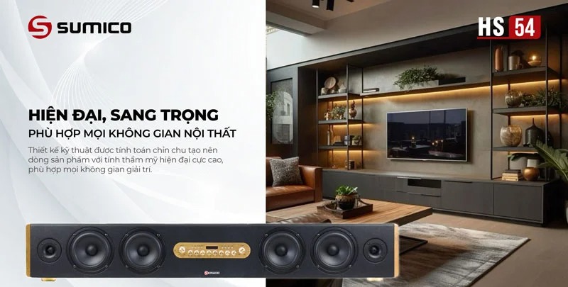 Loa soundbar Sumico HS54 200W RMS Bluetooth 5.0 - thiết kế