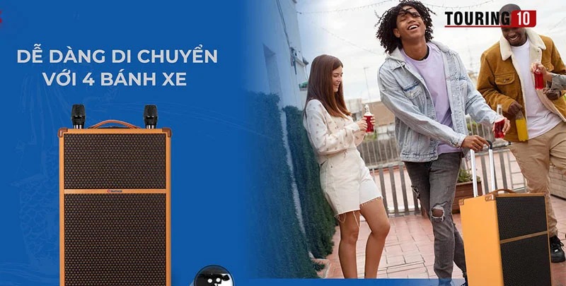 Loa karaoke Sumico Touring 10 bass 25.4cm Bluetooth 5.0 - kết nối