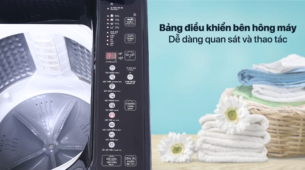Bảng điều khiển bên thân máy của Aqua AQW-U100FT.BK
