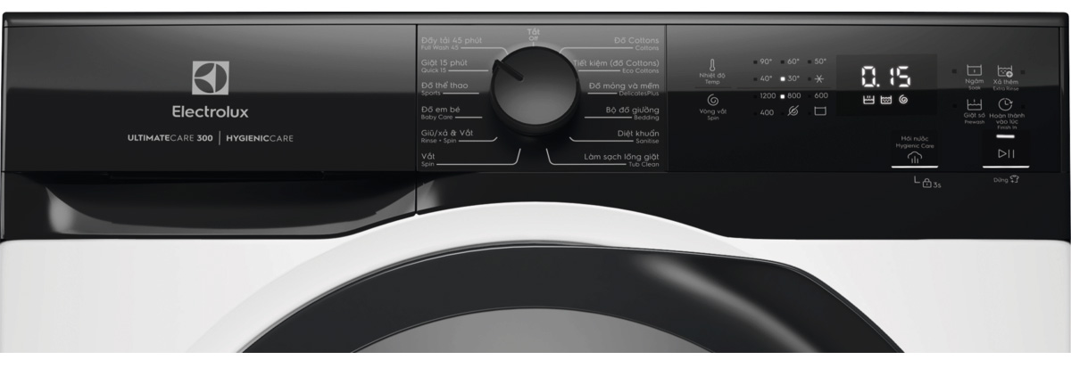 Bảng điều khiển cảm ứng và núm xoay của Electrolux EWF1024D3EC