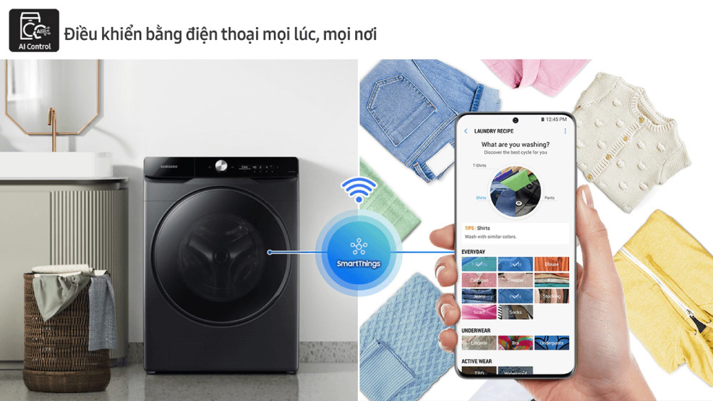 Điều khiển Samsung WW12CG604DLBSV qua ứng dụng SmartThings