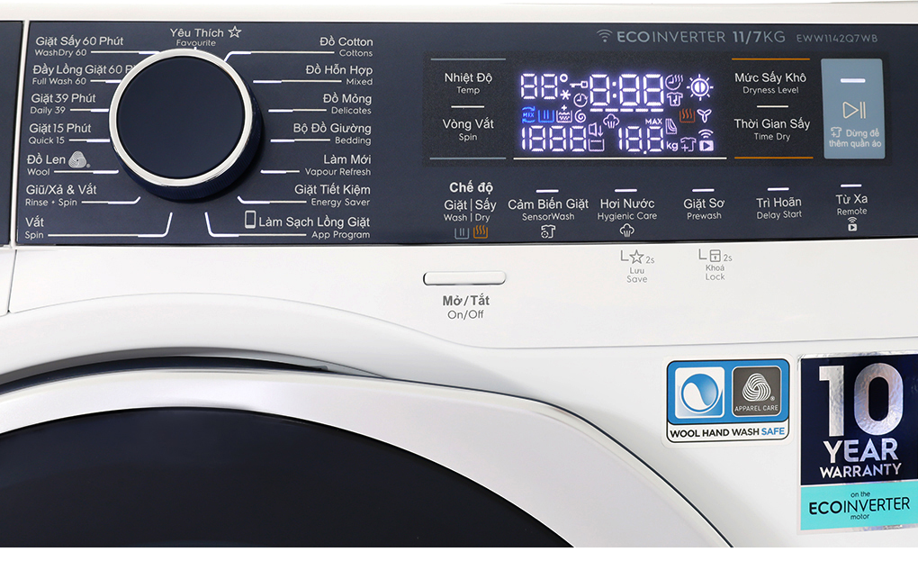 Bảng điều khiển của Electrolux EWW1142Q7WB