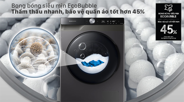 Công nghệ giặt bong bóng Eco Bubble trên Samsung WW10TP44DSB/SV
