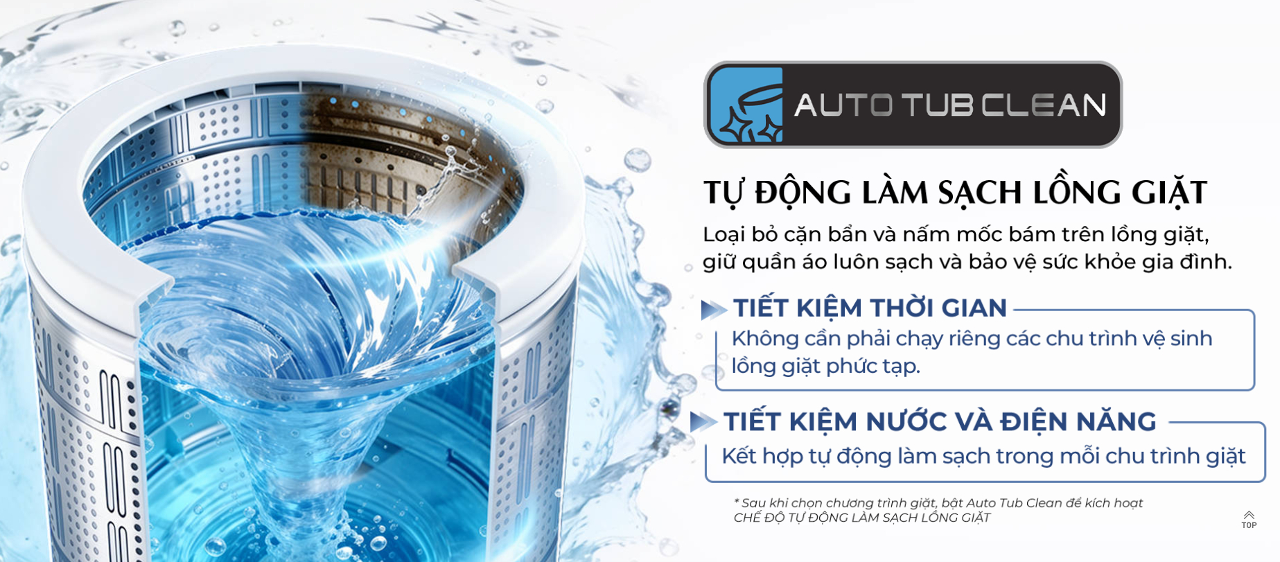 Tự động làm sạch lồng giặt Auto Tub Clean của Sharp ES-TN121EN-DG