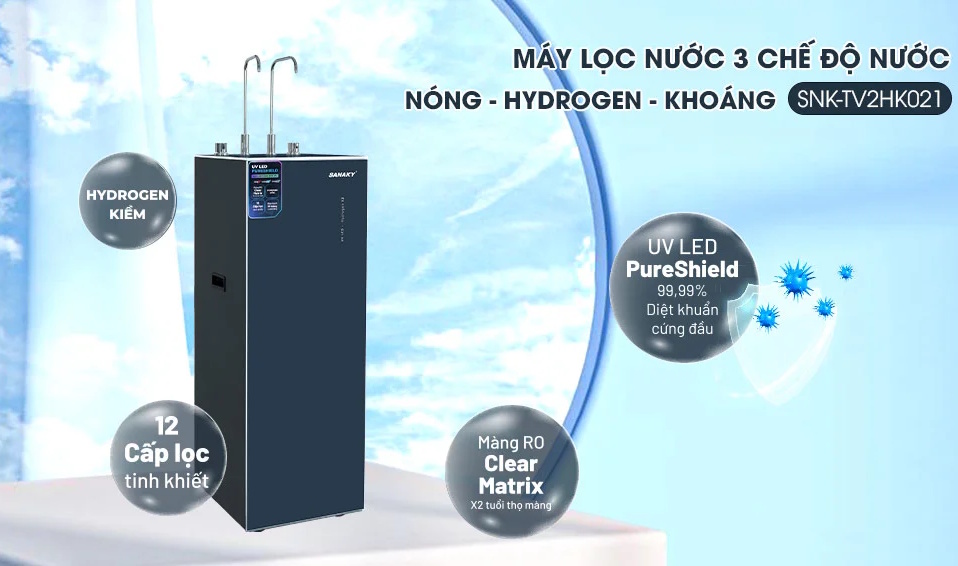 Máy lọc nước Sanaky nóng Hydrogen khoáng 12 lõi SNK-TV2HK021 - ảnh sản phẩm