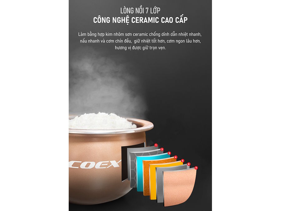 Nồi cơm điện cơ 1.2 lít Coex CR-3414 - chi tiết sản phẩm