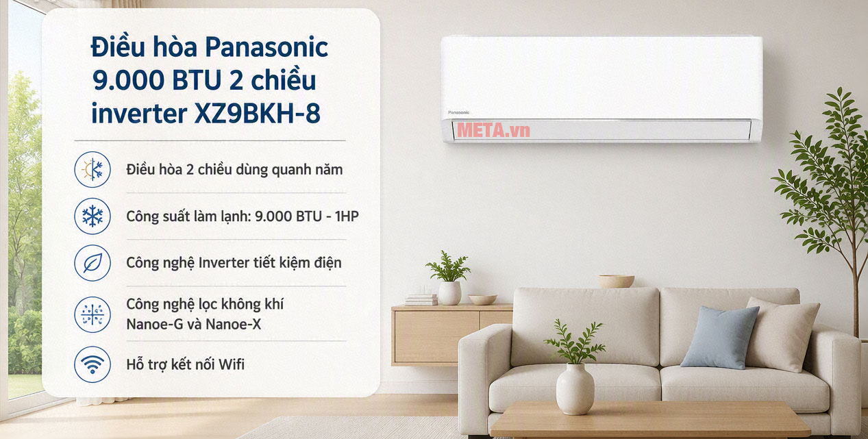 Điều hòa Panasonic 9.000 BTU 2 chiều inverter XZ9BKH-8 - ảnh chi tiết