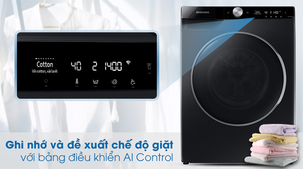 Bảng điều khiển AI Control tiếng Việt trên Samsung WW10TP44DSB/SV