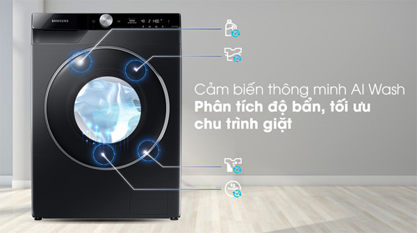 Cảm biến AI Wash trên máy giặt Samsung WW10TP44DSB/SV