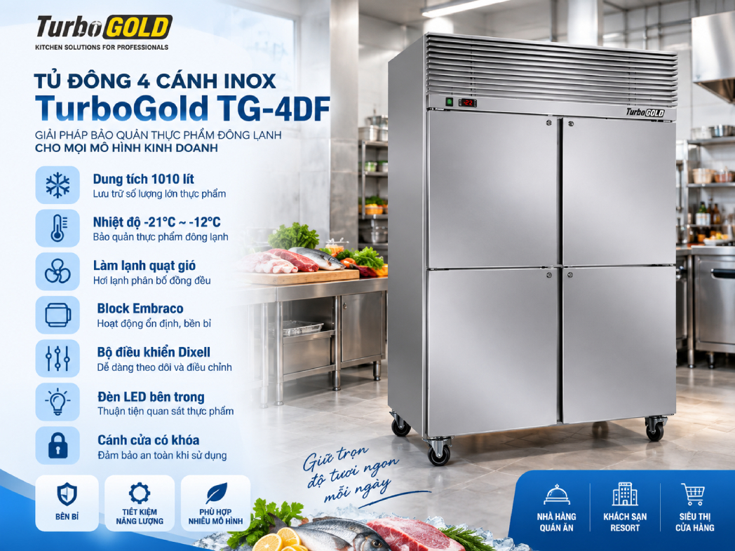 Tủ đông TurboGold TG-4DF thiết kế 1.010 lít
