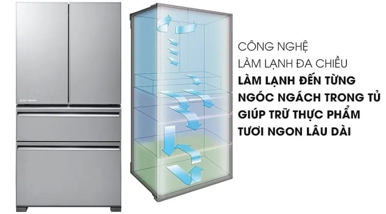 Tủ lạnh 4 cánh Mitsubishi MR-LX68EM-GSL-V (564 lít) - Bộ lọc khử mùi Carbon hoạt tính, đệm cửa và khoang tủ kháng khuẩn