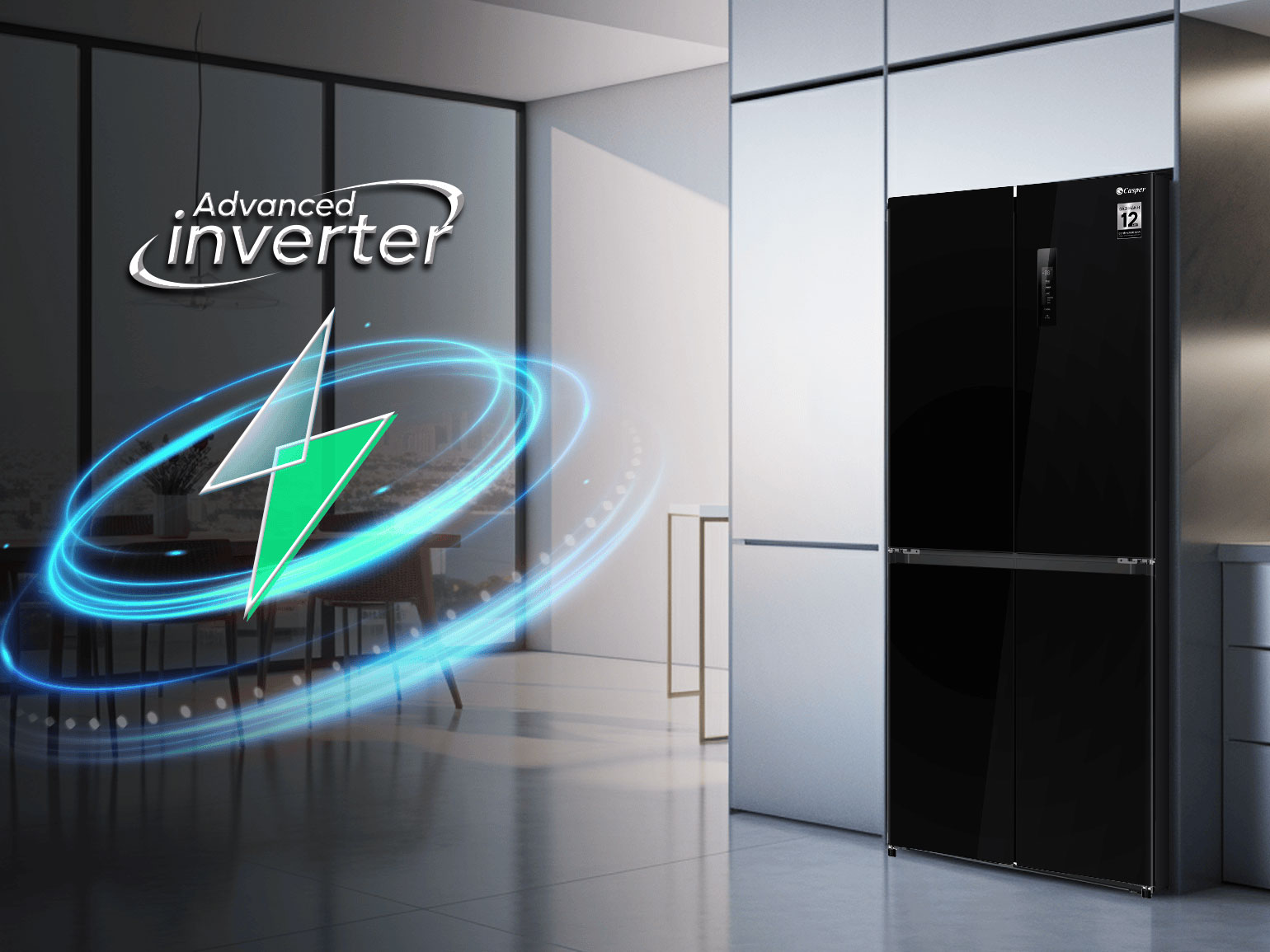 Tủ lạnh Casper Inverter 430 lít RM-D430GBS - Hệ thống làm lạnh đa chiều Multi Air Flow